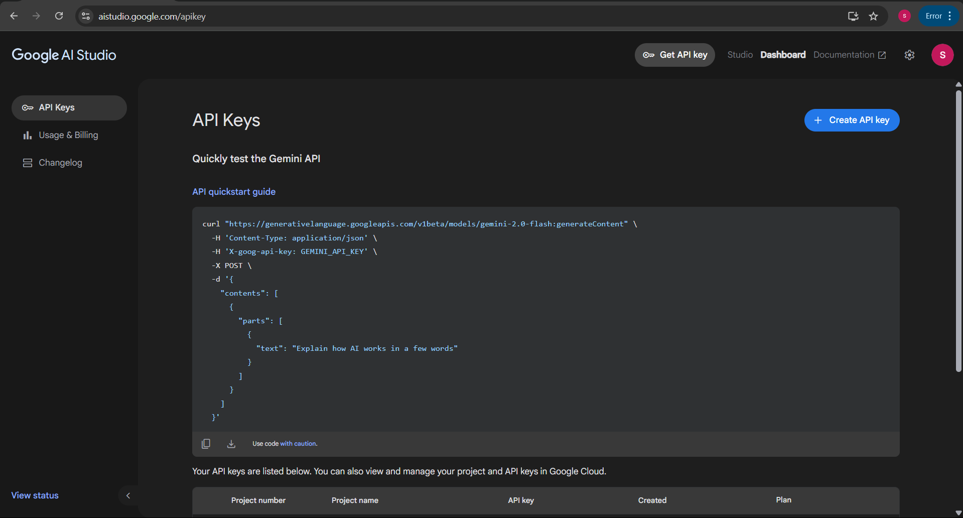 Screenshot: API configuration interface