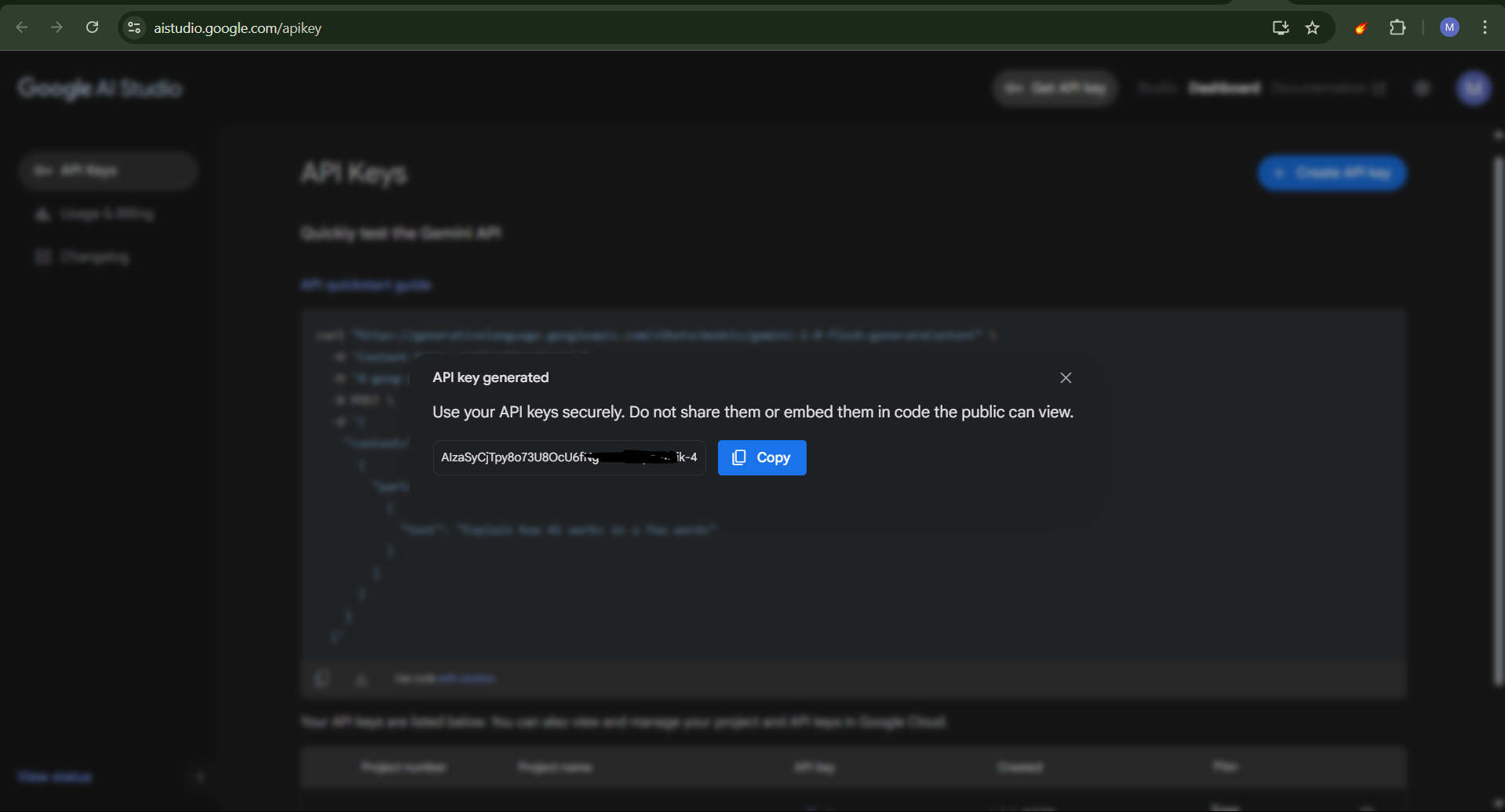 Screenshot: API configuration interface