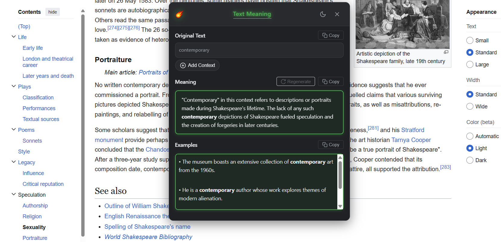 Screenshot: Adding context for specific meaning