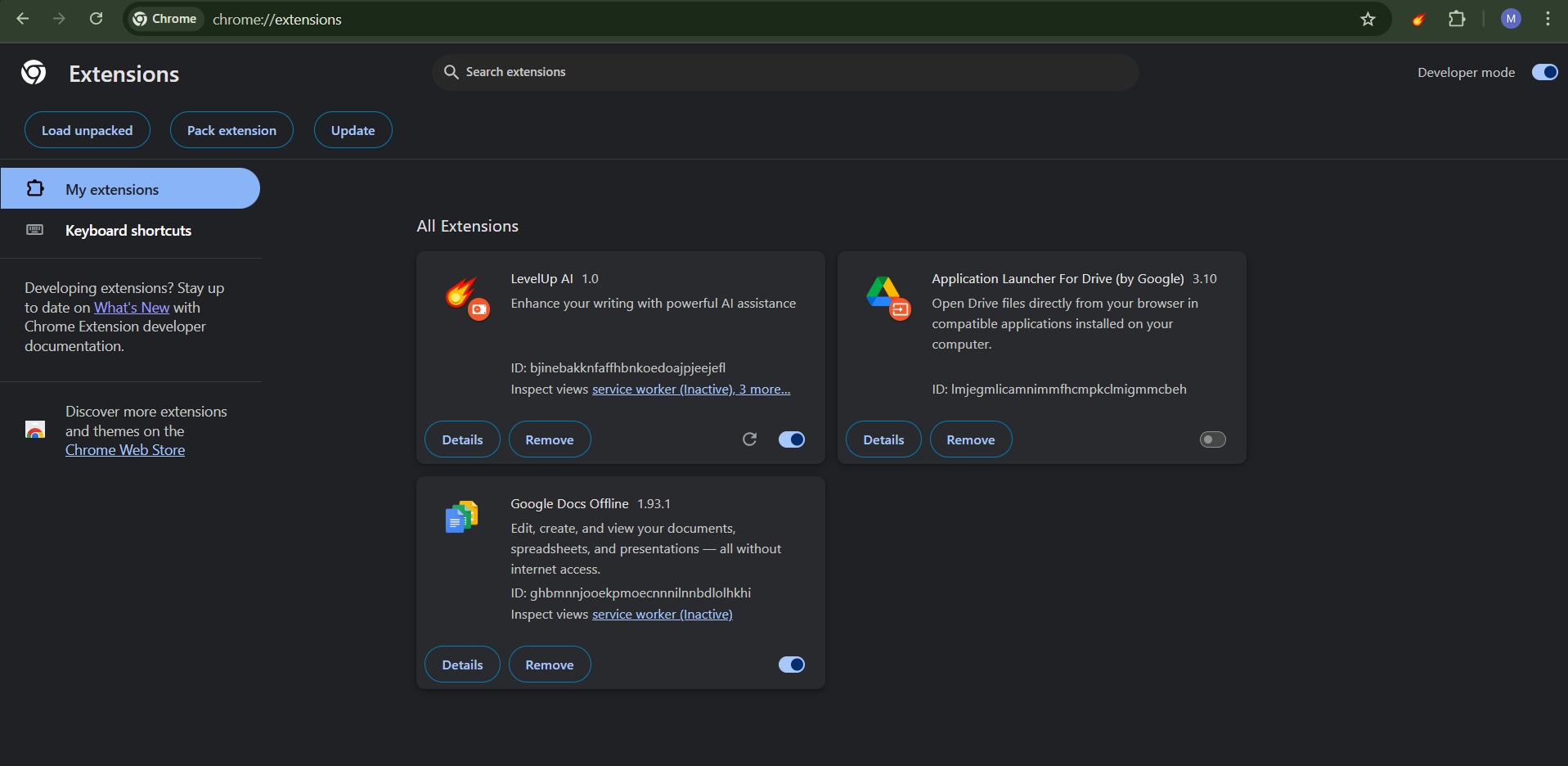 Screenshot: Installing LevelUp AI extension