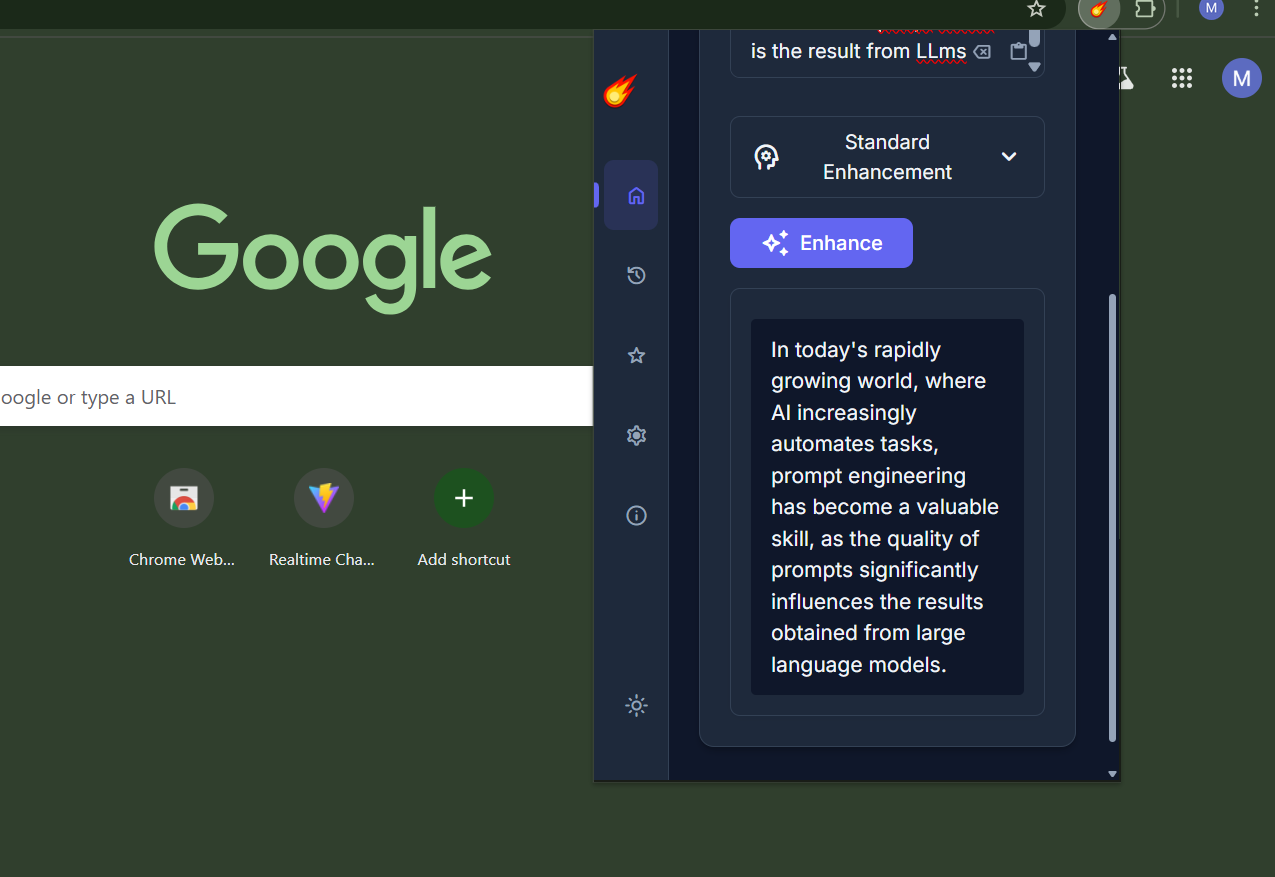 Screenshot: Text enhancement options
